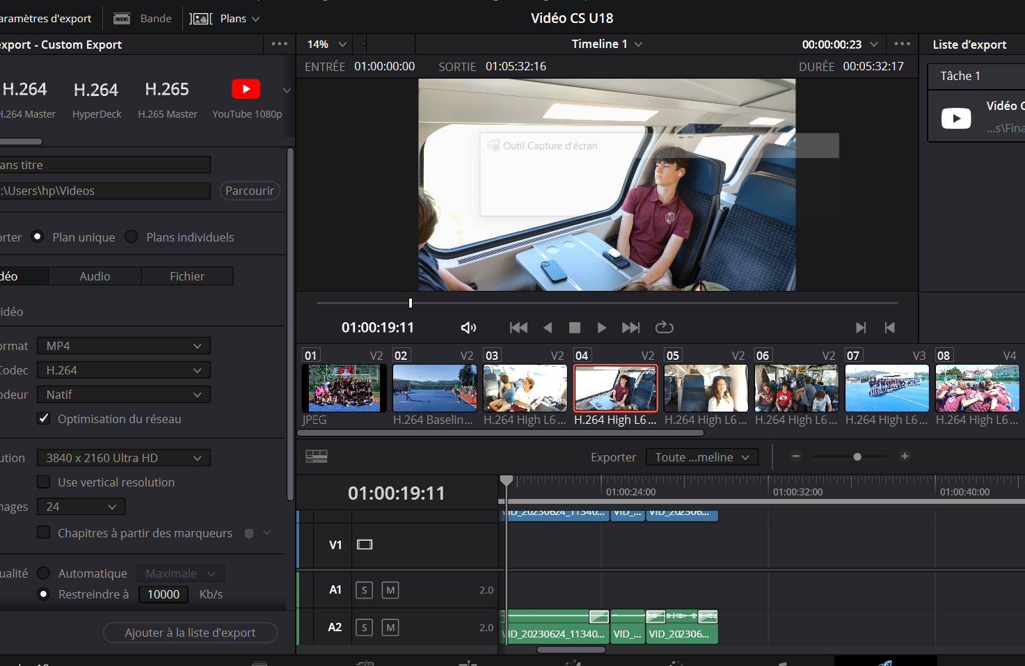 Capture d 'écran de DaVinci Resolve