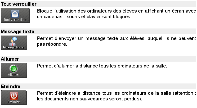 iTalc : présentation de la barre d'outils (2)