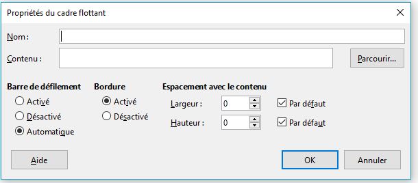 cadre flottant